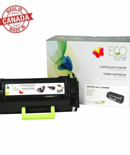 EcoTone Remanufactured Toner Cartridge for Lexmark 62D1X00 / 621X – Black Lexmark Laser Toner Canada
