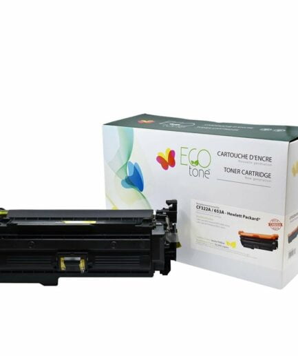 EcoTone Remanufactured Toner Cartridge for HP CF322A / 653A – Yellow HP Colour Laser Toner Canada