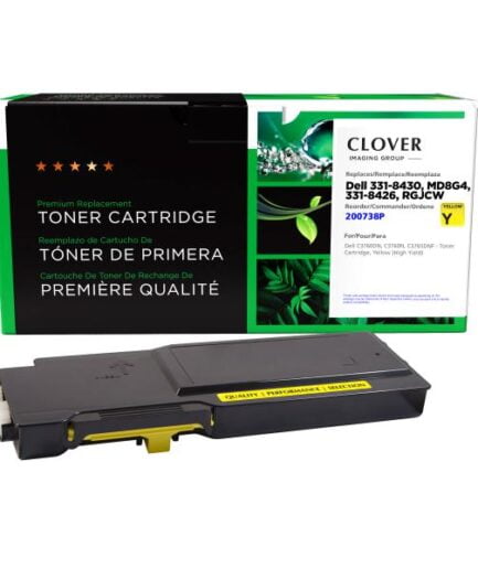 CIG Remanufactured High Yield Yellow Toner Cartridge for Dell C3760 Dell Colour Laser Toner Canada
