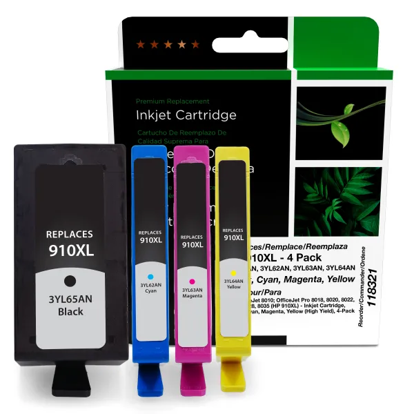 CIG Reman High Yield Black, Cyan, Magenta, Yellow Ink Cartridges for HP 910XL 4-Pack Canada CIG Reman High Yield Black, Cyan, Magenta, Yellow Ink Cartridges for HP 910XL 4-Pack HP Canada