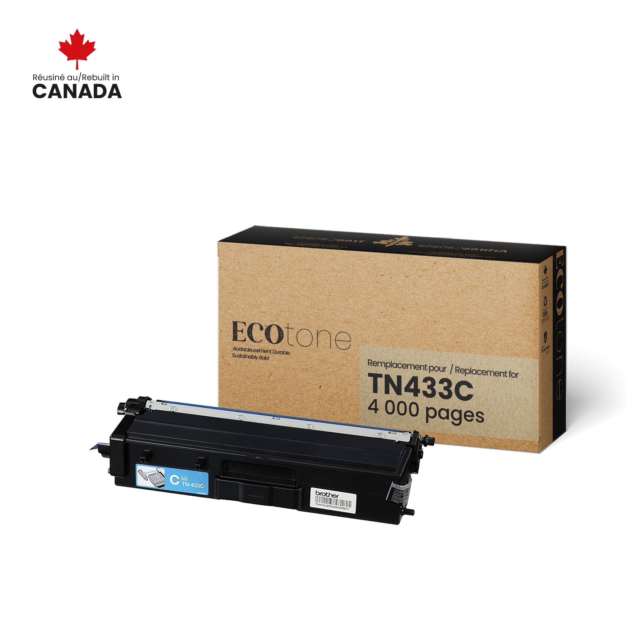 Brother TN433C Reman Ecotone Cyan 4K Brother Canada