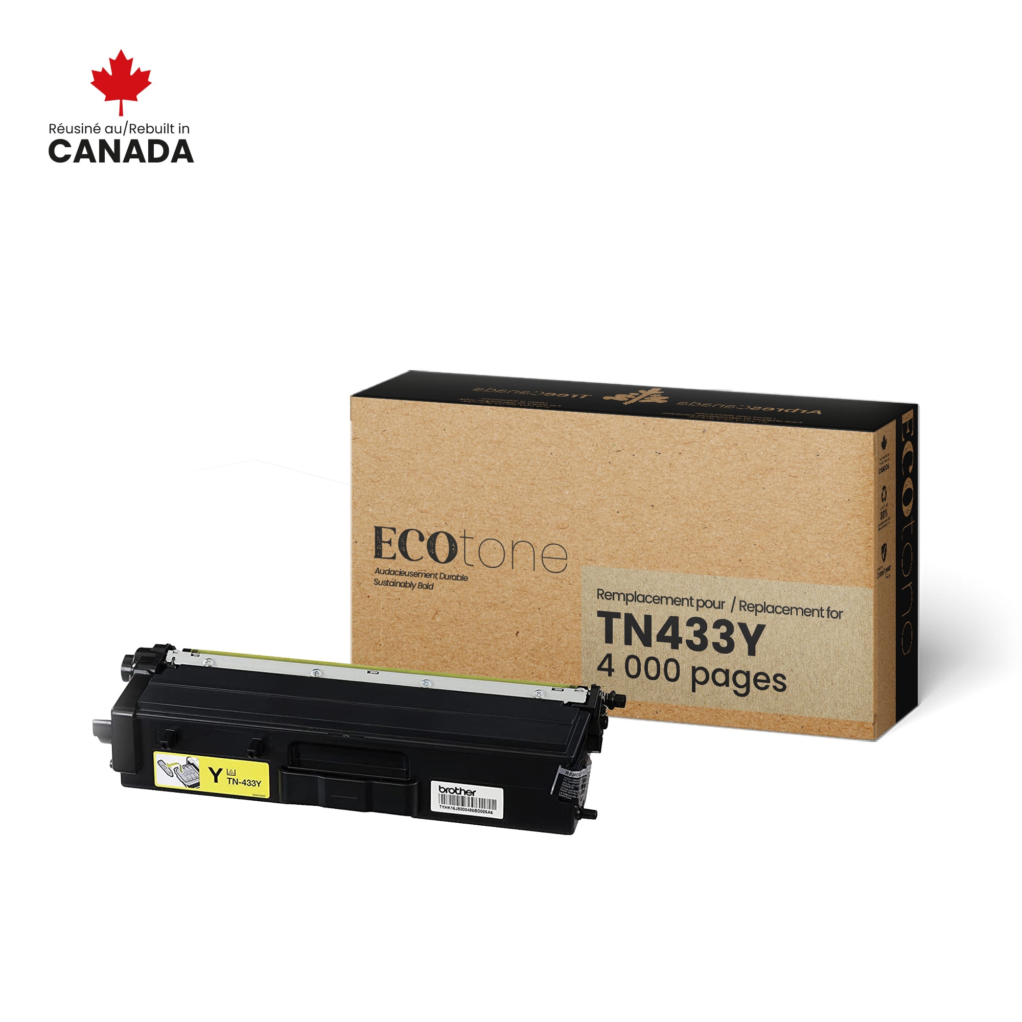 Brother TN433Y Reman Ecotone Yellow 4K Brother Canada