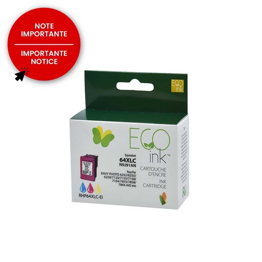 HP No.64XL N9J91AN Reman Color EcoInk HP Canada