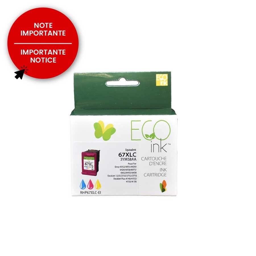 HP no.67XL 3YM58AN Reman EcoInk Color 200 copies HP Canada