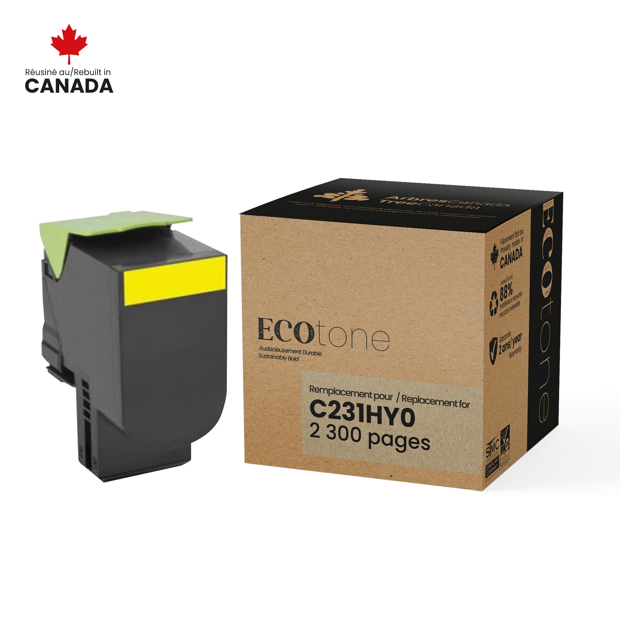 Lexmark C231HY0 Reman Ecotone Yellow 2.3K Lexmark Canada